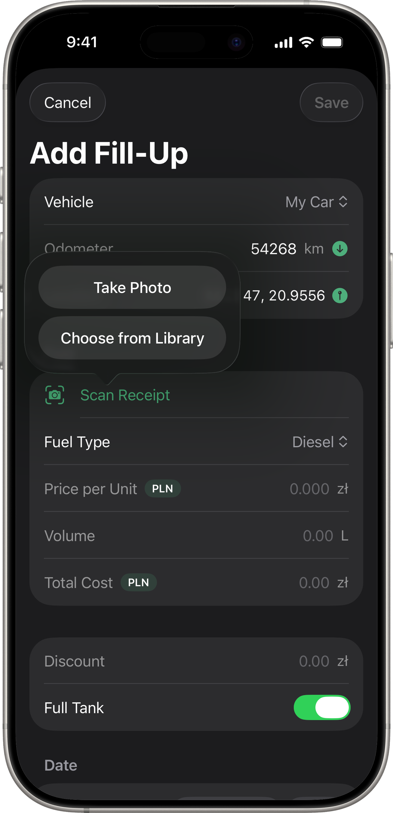 Drivest — Fill-up tracking
