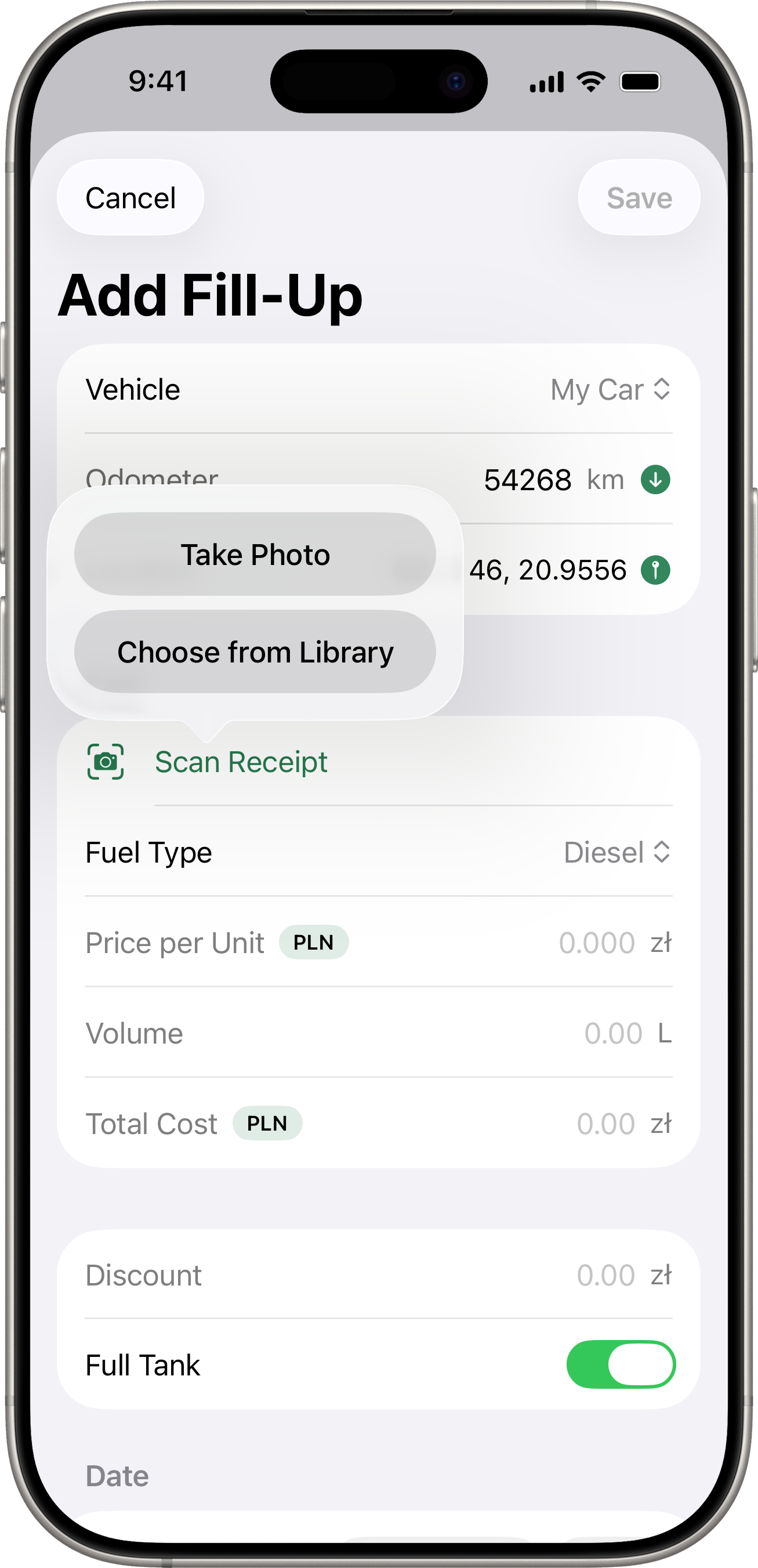 Drivest — Fill-up tracking