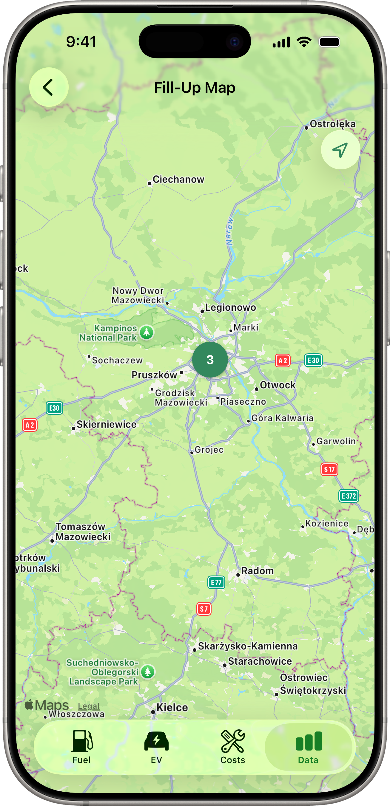 Map with cluster badges