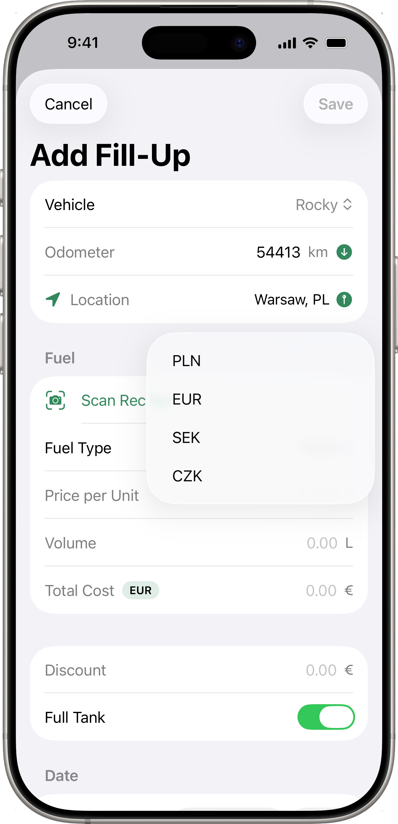 Currency selector